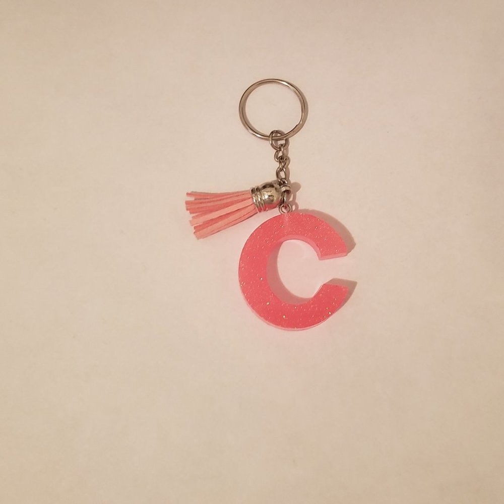 Resin letter "C'' key chain